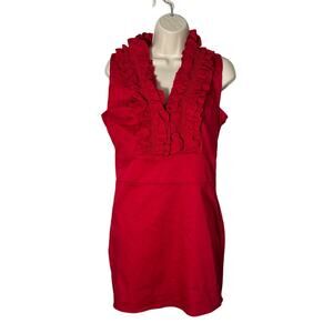 Blaque Label Ruffle Front Stretch Mini Dress in Red Size L